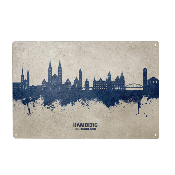 Holzbild "Bamberg Germany Skyline PaintBlue" artboxONE - Städte