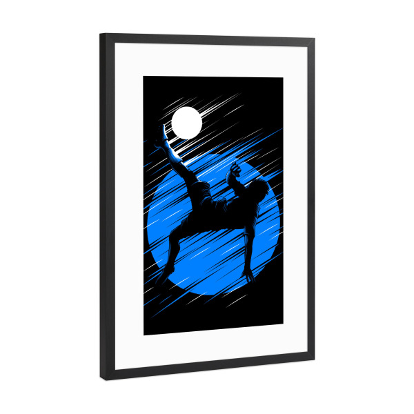 Poster mit Rahmen Schwarz (Metallic) "Kicking from chilena" artboxONE - Sport / Fußball - Football,Soccer,Team,Ballon,Sport,Ball,Gym,Training