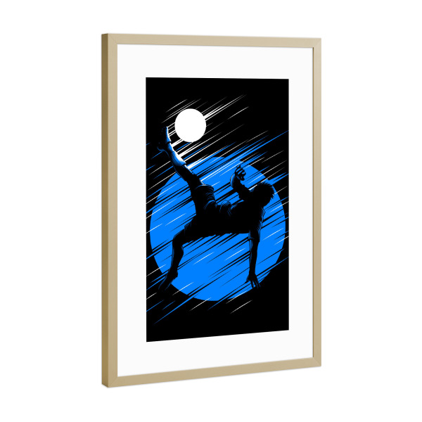 Poster mit Rahmen Gold "Kicking from chilena" artboxONE - Sport / Fußball - Football,Soccer,Team,Ballon,Sport,Ball,Gym,Training