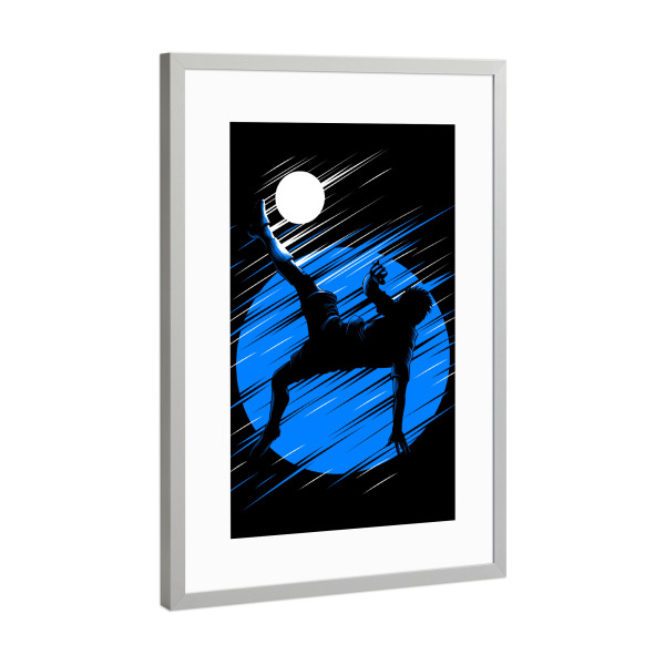 Poster mit Rahmen Silber "Kicking from chilena" artboxONE - Sport / Fußball - Football,Soccer,Team,Ballon,Sport,Ball,Gym,Training