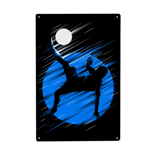 Metall Poster "Kicking from chilena" artboxONE - Sport / Fußball - Football,Soccer,Team,Ballon,Sport,Ball,Gym,Training - Blechschild