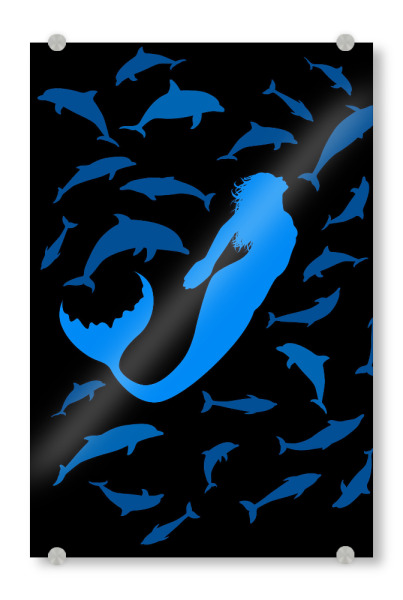 Acrylglasbild "Siren" artboxONE - Tiere,Comic,Unterwasser - Ocean,Summer,Sea,Siren,Dolphin,Pattern,Fish,Meer,Meerjungfrau,Fische,Delphine