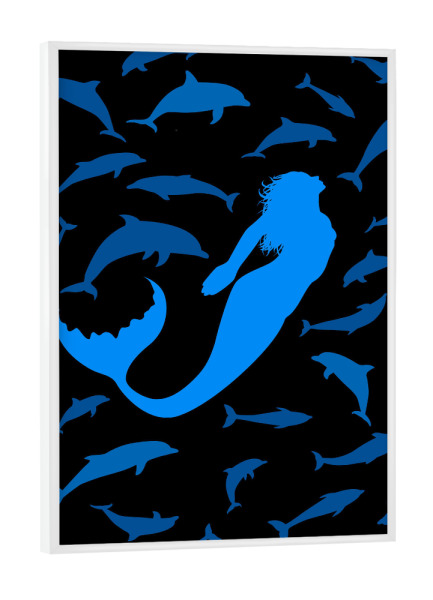 Poster mit weißem Rahmen "Siren" artboxONE - Tiere,Comic,Unterwasser - Ocean,Summer,Sea,Siren,Dolphin,Pattern,Fish,Meer,Meerjungfrau,Fische,Delphine
