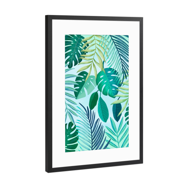 Poster mit Rahmen Schwarz (Metallic) "Tropisch-exotisches Blätterwerk" artboxONE - Natur,Floral