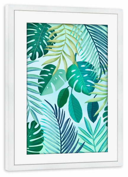 Poster mit Rahmen weiß "Tropisch-exotisches Blätterwerk" artboxONE - Natur,Floral