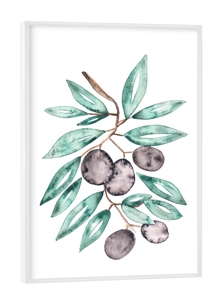 Poster mit weißem Rahmen "Olive branch" artboxONE - Natur,Floral,Essen & Trinken,Essen & Trinken / Obst & Gemüse