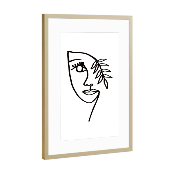 Poster mit Rahmen Gold "Miss Nature" artboxONE - Floral,Abstrakt,Menschen