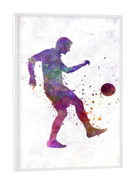 Poster mit weißem Rahmen "Soccer player in watercolor-j" artboxONE - Sport / Fußball