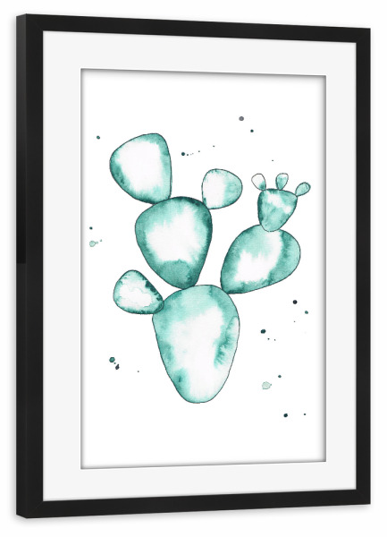 Poster mit Rahmen schwarz "Aquarell Kaktus" artboxONE - Natur,Floral
