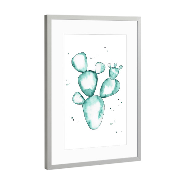 Poster mit Rahmen Silber "Aquarell Kaktus" artboxONE - Natur,Floral