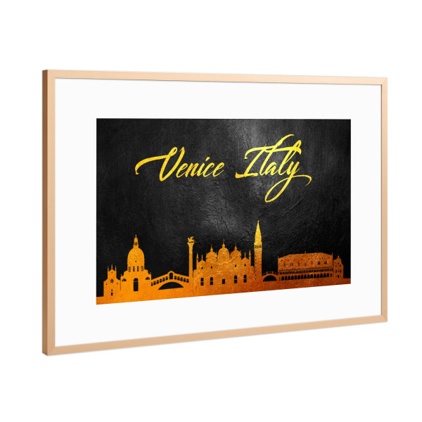 Poster mit Rahmen Kupfer "Venice Italy Gold Skyline" artboxONE - Reise,Städte / Venedig - Venice,Venice skyline,Italy,Italien,Venedig,Reise,Travel