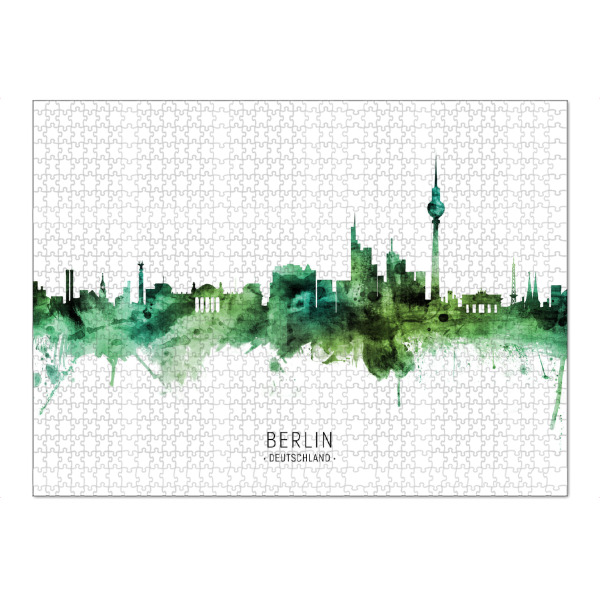 Puzzle Ravensburger "Berlin Germany Skyline Green Name" artboxONE - Städte