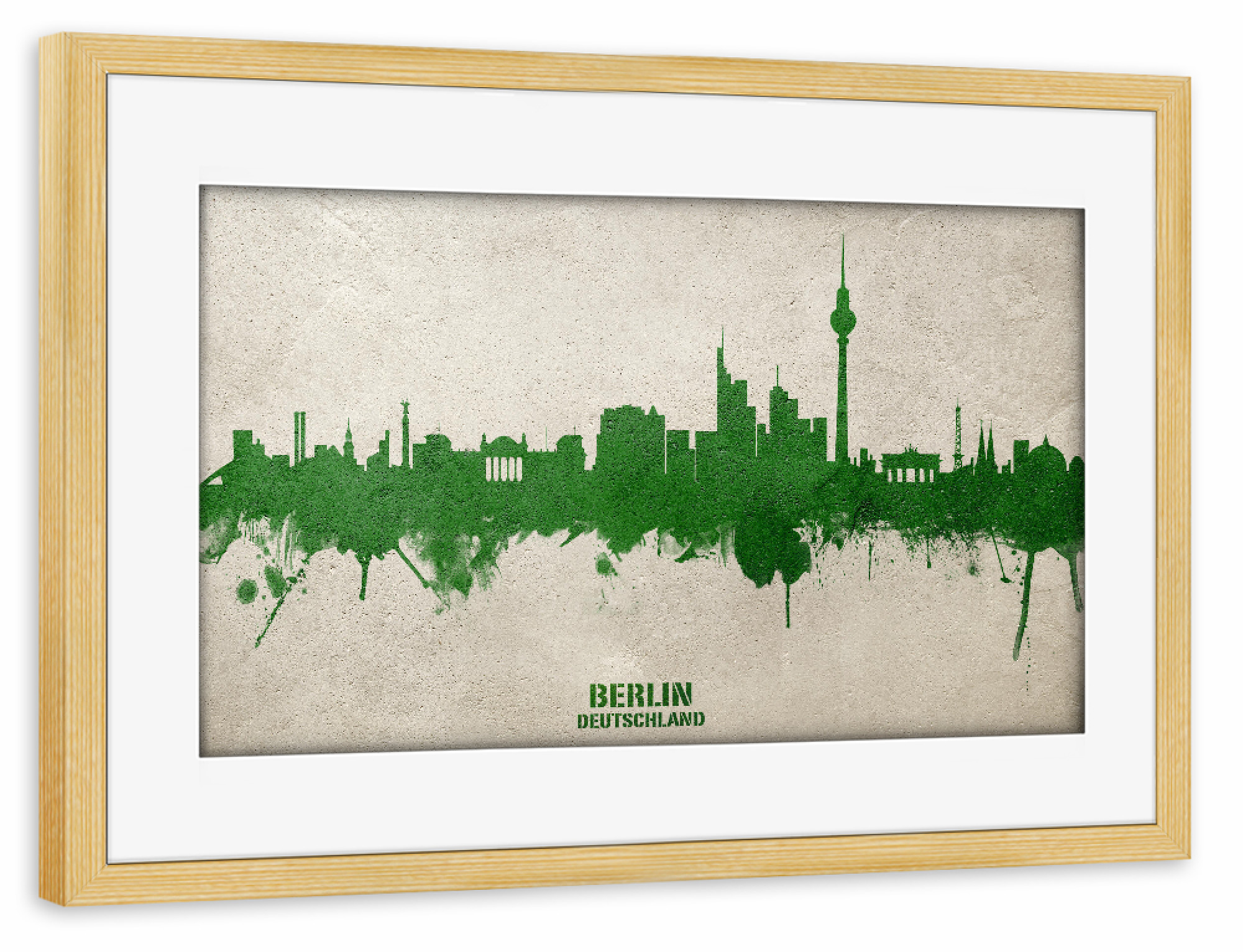 Poster mit Rahmen kiefer "Berlin Germany Skyline PaintGreen" artboxONE - Städte