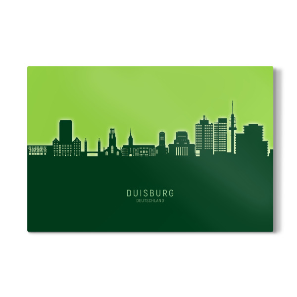 Galerie-Print "Duisburg Skyline Glow Green" 30x20 cm artboxONE