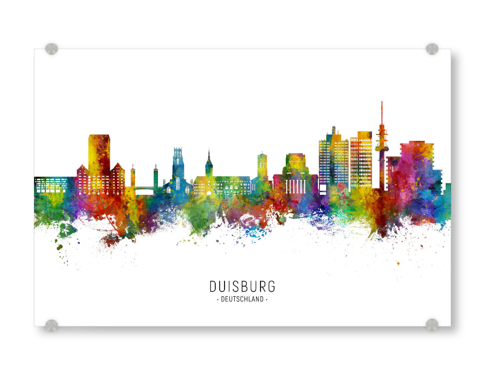 Acrylglasbild "Duisburg Germany Skyline txt" artboxONE - Städte