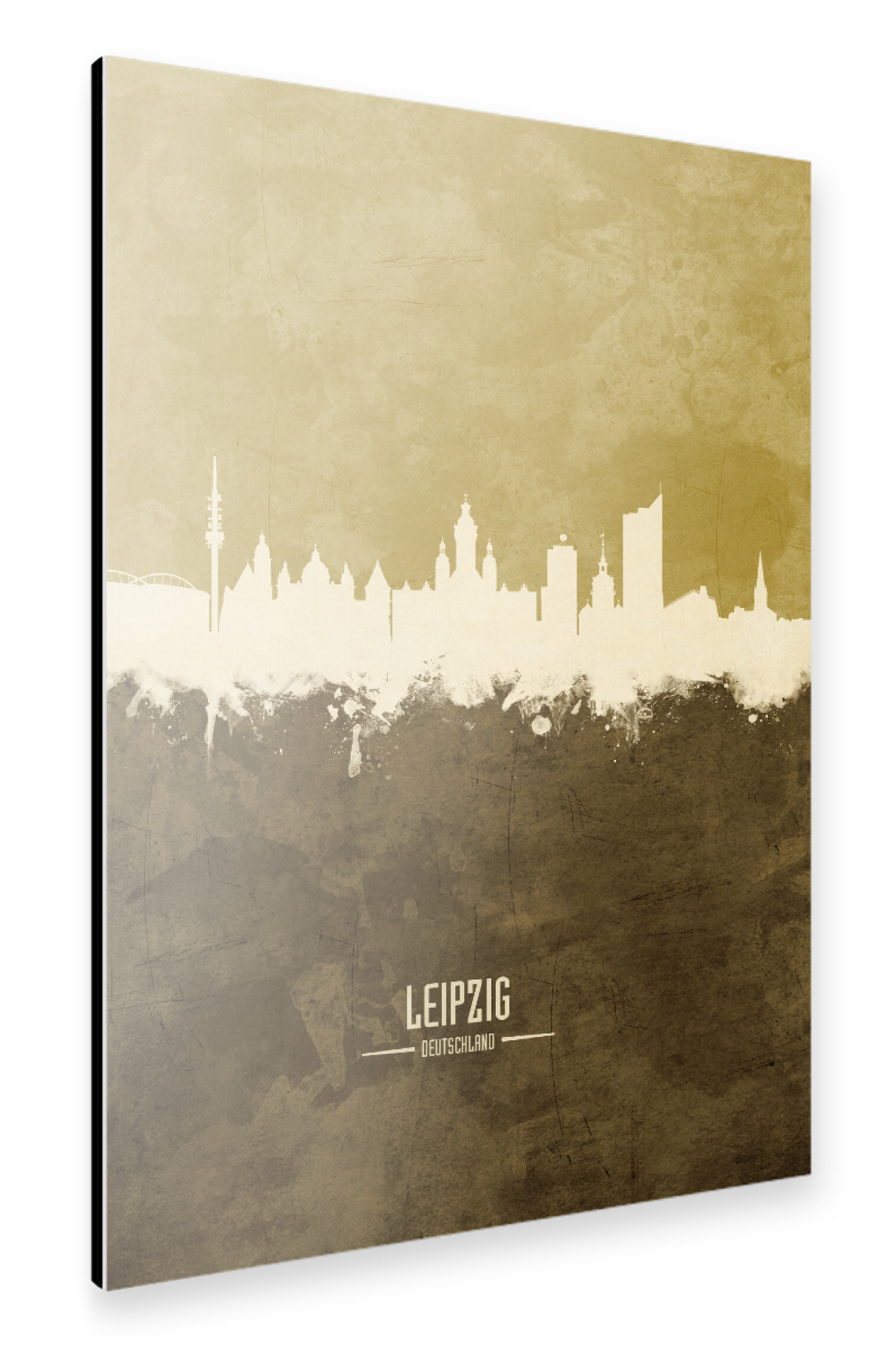 Alu-Dibond "Leipzig Germany Skyline Brown" 30x20 cm artboxONE