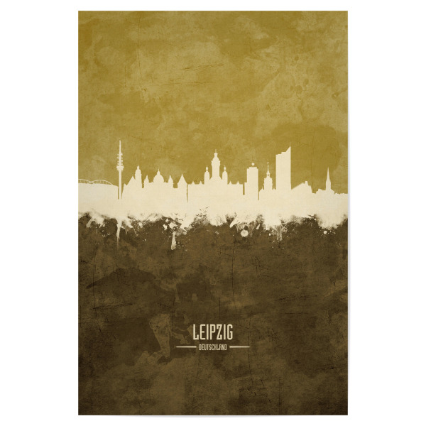 Poster "Leipzig Germany Skyline Brown" artboxONE - Städte - Leipzig,Germany,Skyline,Cityscape,Stadtbild,Watercolor,City,Stadt,Deutschland