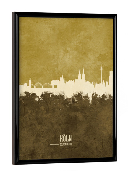 Poster mit schwarzem Rahmen "Cologne Germany Skyline Brown" artboxONE - Städte,Städte / Köln