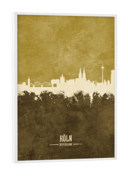 Poster mit weißem Rahmen "Cologne Germany Skyline Brown" artboxONE - Städte,Städte / Köln