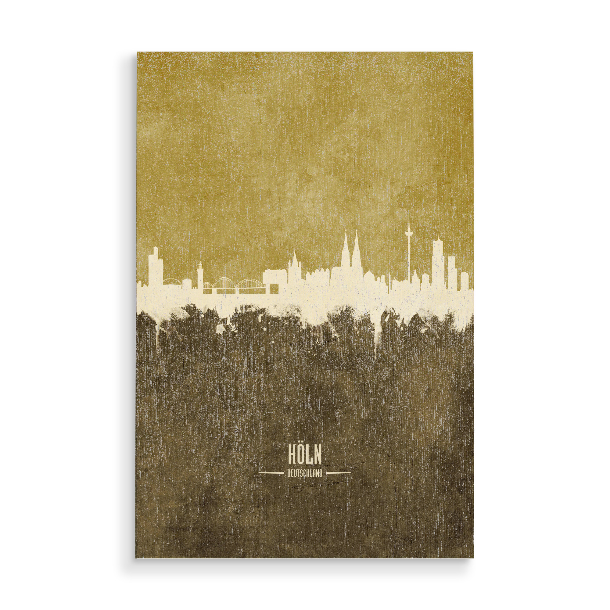 Holzbild "Cologne Germany Skyline Brown" artboxONE - Städte,Städte / Köln