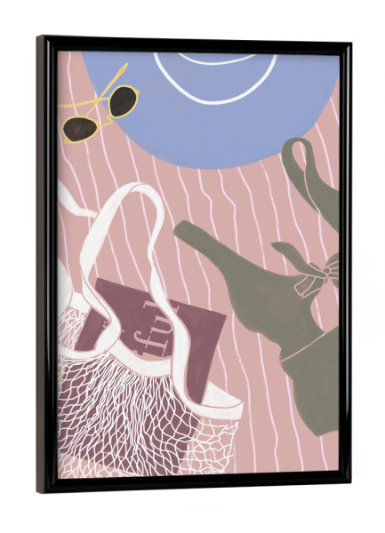 Poster mit schwarzem Rahmen "Kunga - Am Strand Strandtuch" artboxONE - Reise,Reise / Strand und Meer,Fashion