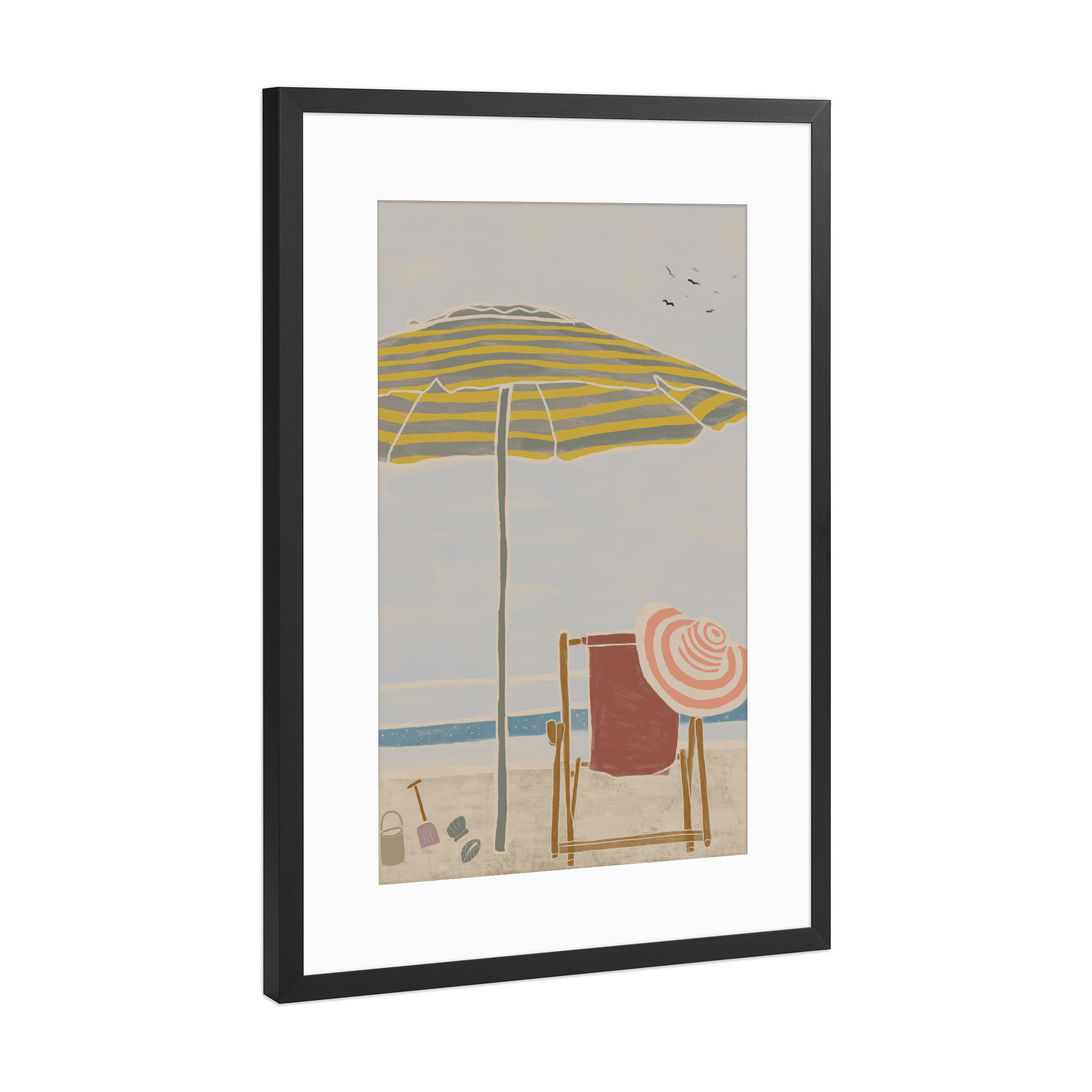 Poster mit Rahmen Schwarz (Metallic) "Kunga - Am Strand Liegestuhl" artboxONE - Natur,Reise,Reise / Strand und Meer