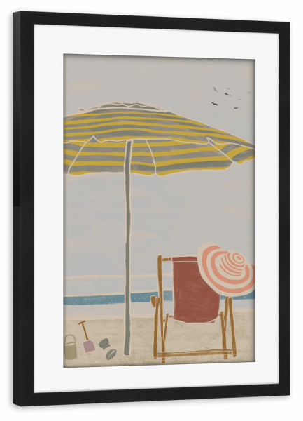 Poster mit Rahmen schwarz "Kunga - Am Strand Liegestuhl" artboxONE - Natur,Reise,Reise / Strand und Meer
