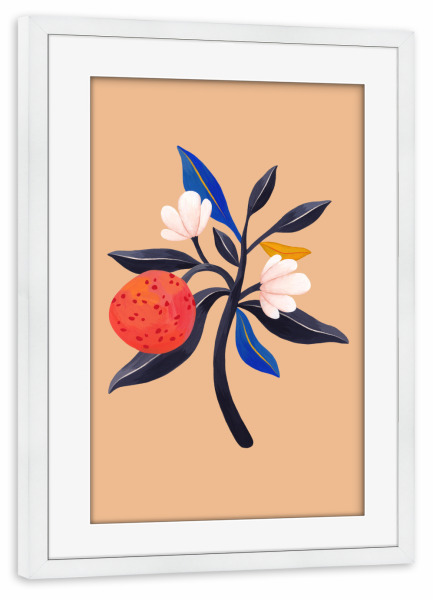 Poster mit Rahmen weiß "Flaming Garden - Orangenzweig" artboxONE - Natur,Floral,Essen & Trinken / Obst & Gemüse