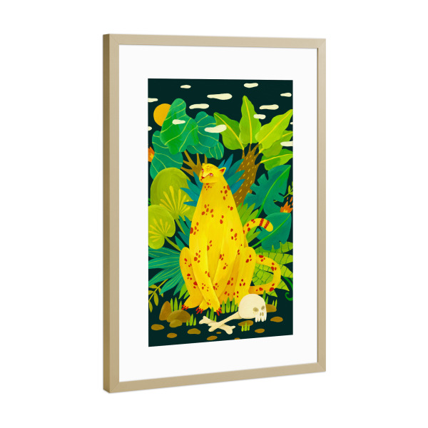 Poster mit Rahmen Gold "Flaming Garden - Hunter" artboxONE - Natur,Tiere,Comic