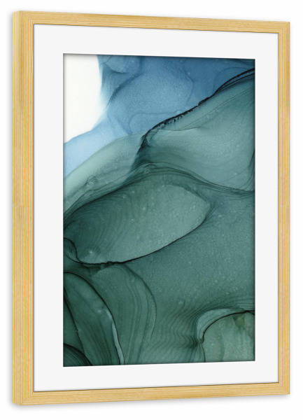 Poster mit Rahmen kiefer "Green - the grass and river" artboxONE - Abstrakt