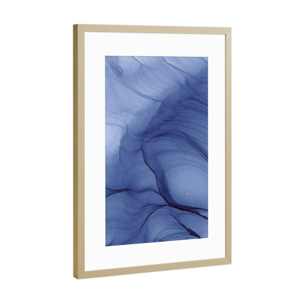 Poster mit Rahmen Gold "Blue abstract - art" artboxONE - Abstrakt
