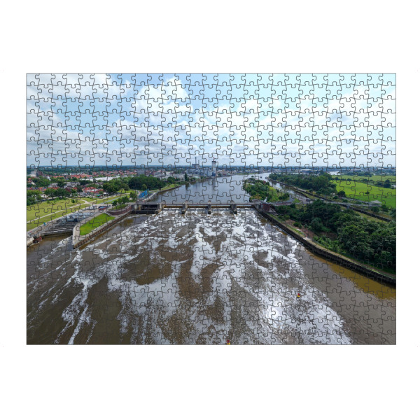 Puzzle Ravensburger "Bremen - Weserwehr - Panorama high" artboxONE - Städte,Reise,Architektur,Reise / Länder,Städte / Weitere
