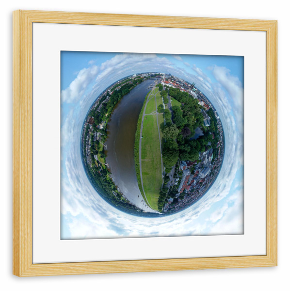 Poster mit Rahmen kiefer "Bremen - Weser, Wiese Osterdeich" artboxONE - Städte,Natur,Reise,Reise / Länder,Städte / Weitere