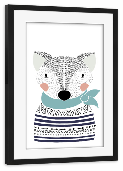 Poster mit Rahmen schwarz "Skandi Fuchs" artboxONE - Natur,Für Kinder,Tiere