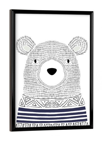 Poster mit schwarzem Rahmen "Skandi Bär" artboxONE - Natur,Für Kinder,Tiere