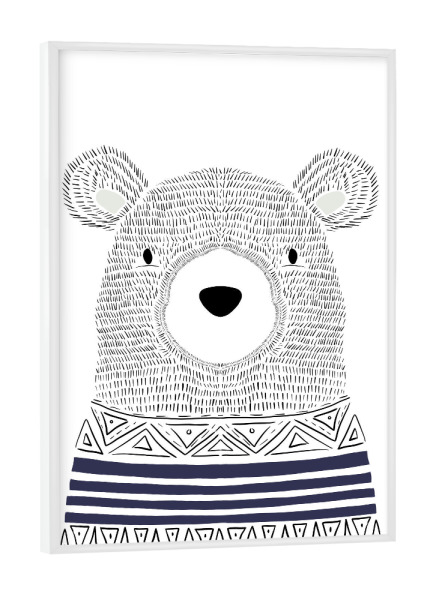 Poster mit weißem Rahmen "Skandi Bär" artboxONE - Natur,Für Kinder,Tiere