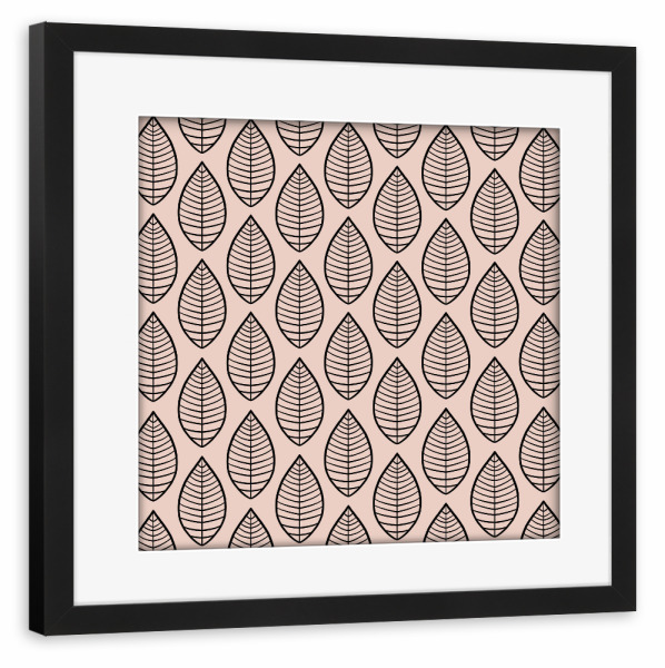 Poster mit Rahmen schwarz "Blätter Muster - Art Deco" artboxONE - Natur,Floral,Abstrakt,Geometrie