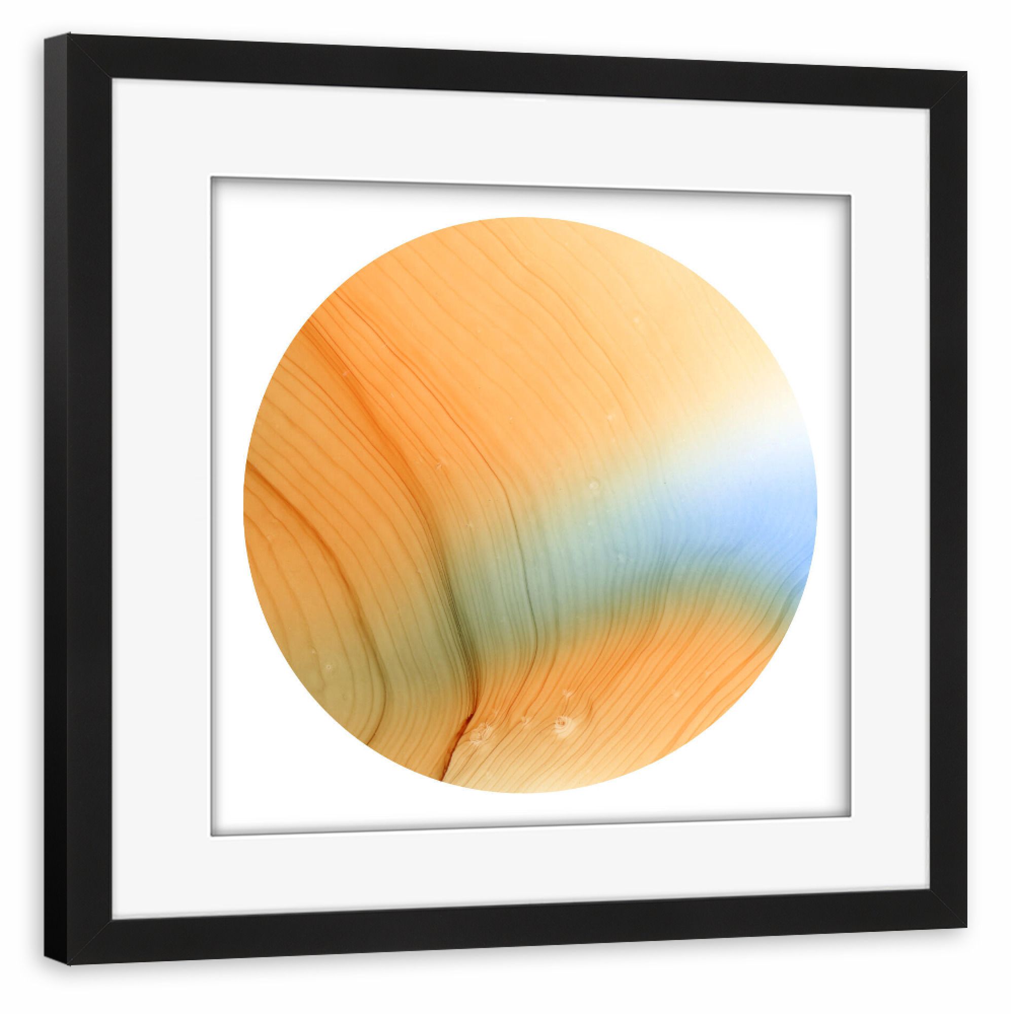 Poster mit Rahmen schwarz "Blue in orange o" artboxONE - Abstrakt