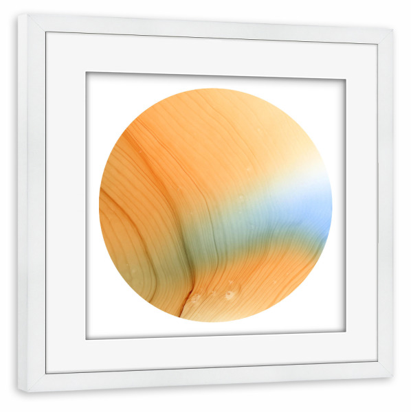Poster mit Rahmen weiß "Blue in orange o" artboxONE - Abstrakt