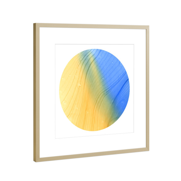 Poster mit Rahmen Gold "Half gold and half blue" artboxONE - Abstrakt