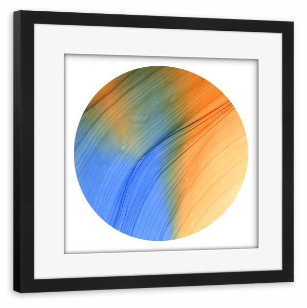 Poster mit Rahmen schwarz "Blue then orange o" artboxONE - Abstrakt