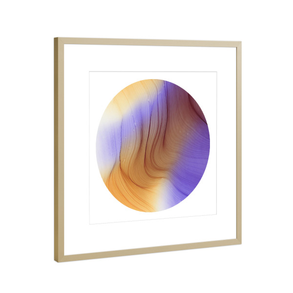 Poster mit Rahmen Gold "Golden - o - purple art" artboxONE - Abstrakt