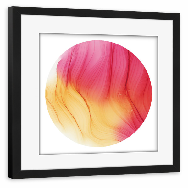 Poster mit Rahmen schwarz "0 - golden - pink" artboxONE - Abstrakt