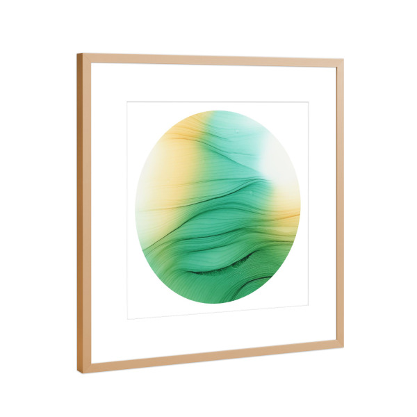 Poster mit Rahmen Kupfer "0 - golden green" artboxONE - Abstrakt