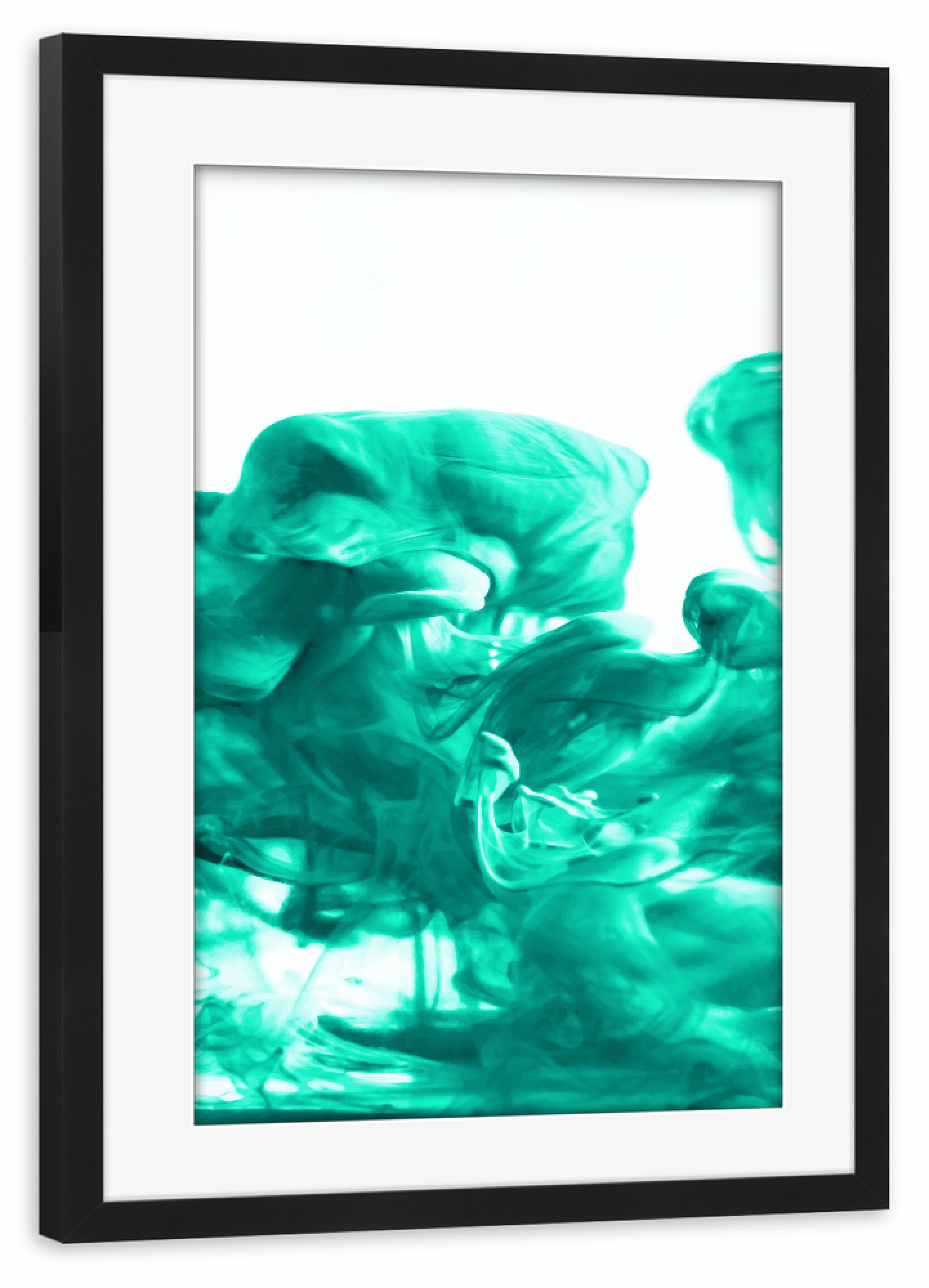 Poster mit Rahmen schwarz "Breathe Design" artboxONE - Abstrakt - Minimalism,Abstract,Expressionism,Ink,Water,Liquid,Flow,Exotic,Green,Free flow,Spill