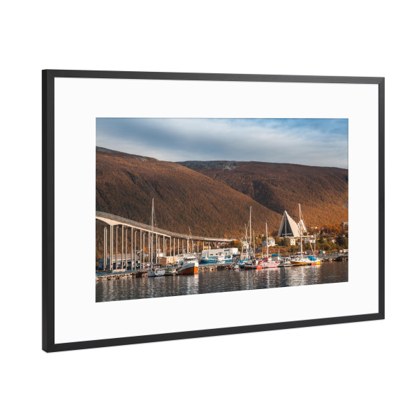 Poster mit Rahmen Schwarz (Metallic) "Tromsö im Herbst" artboxONE - Städte,Reise