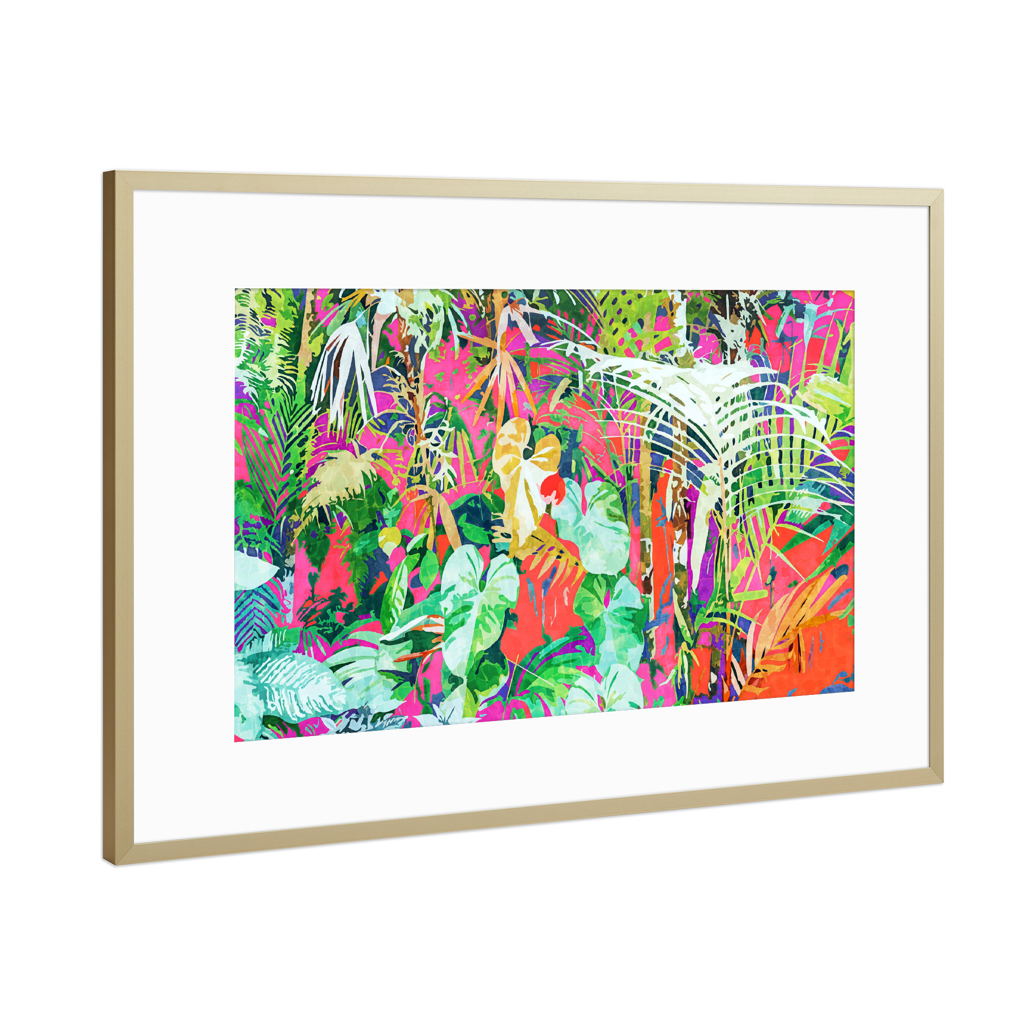 Poster mit Rahmen Gold "Find Me Where The Tropical Things" artboxONE - Natur,Abstrakt