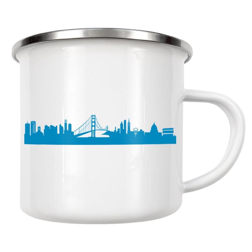 Emaille Tasse "SAN FRANCISCO 05 Skyline Print monochrome Teal" artboxONE - Städte,Abstrakt,Städte / San Francisco