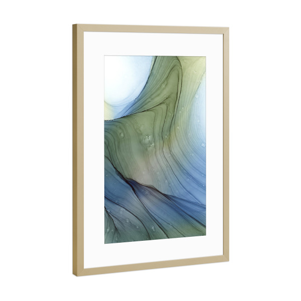 Poster mit Rahmen Gold "Abstract blau kunst" artboxONE - Abstrakt