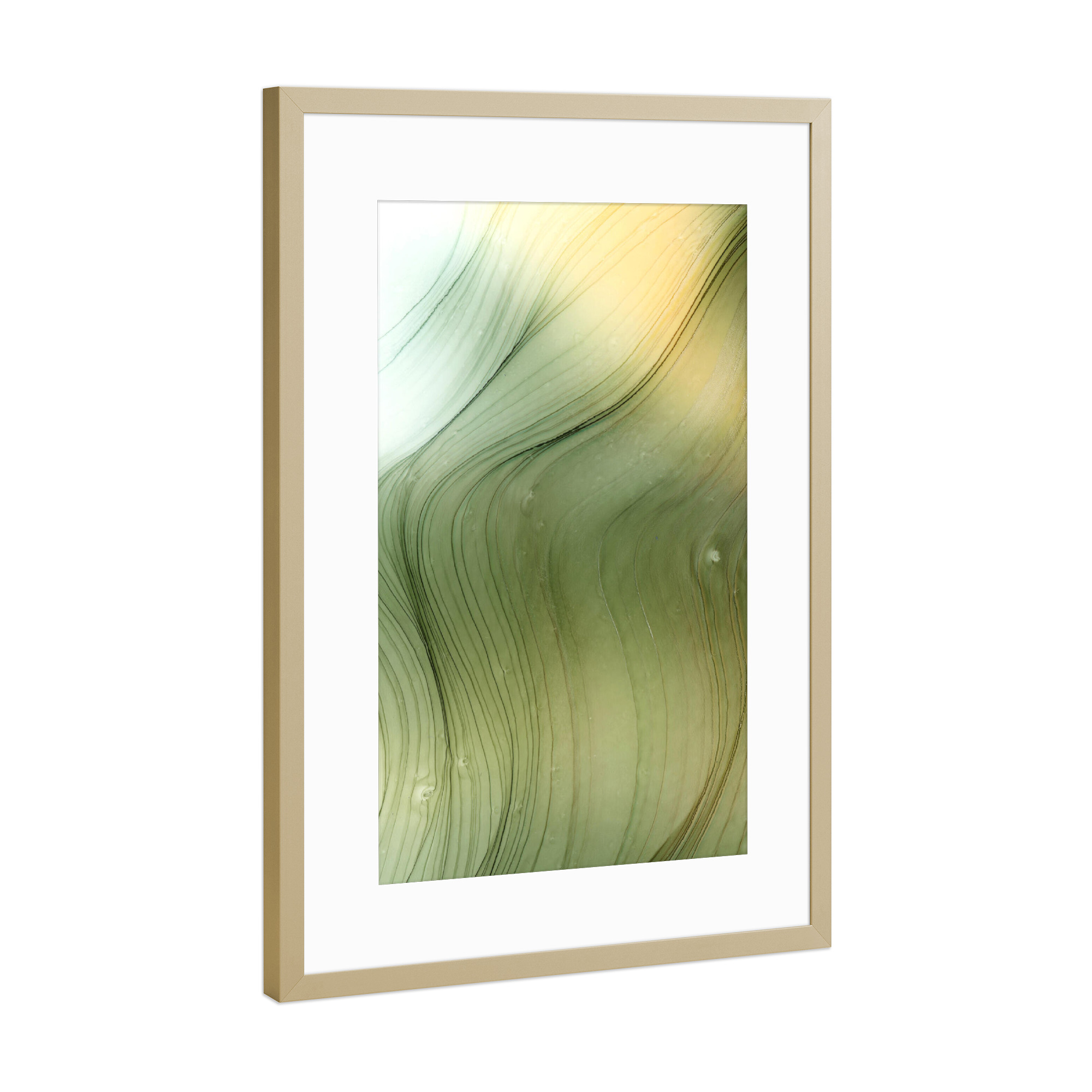 Poster mit Rahmen Gold "Olive - golden light there" artboxONE - Abstrakt
